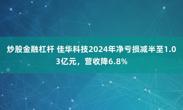 炒股金融杠杆 佳华科技2024年净亏损减半至1.03亿元，营收降6.8%