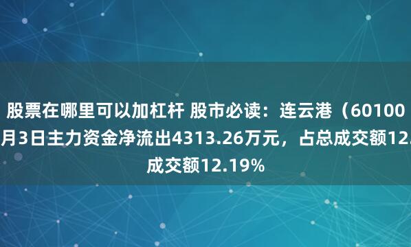 股票在哪里可以加杠杆 股市必读：连云港（601008）7月3日主力资金净流出4313.26万元，占总成交额12.19%